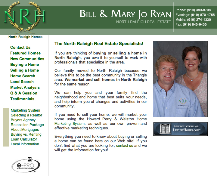 North Raleigh Real Estate Web Site
