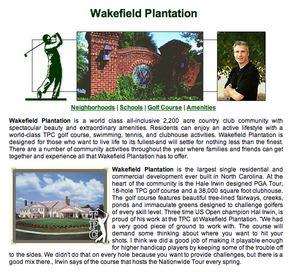 Wakefield Plantation Golf Course Homes